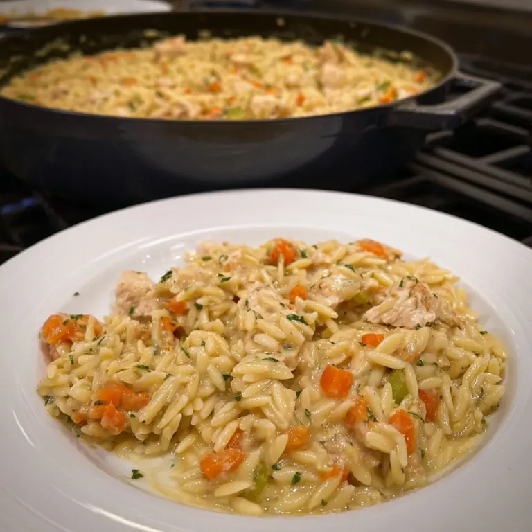 Creamy Chicken Pot Pie Orzo Recipe