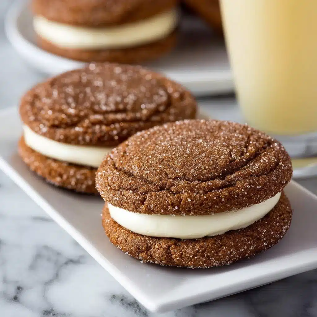 Ginger Molasses Sandwich Cookies with Eggnog Frostings Recipe - Recipe Image