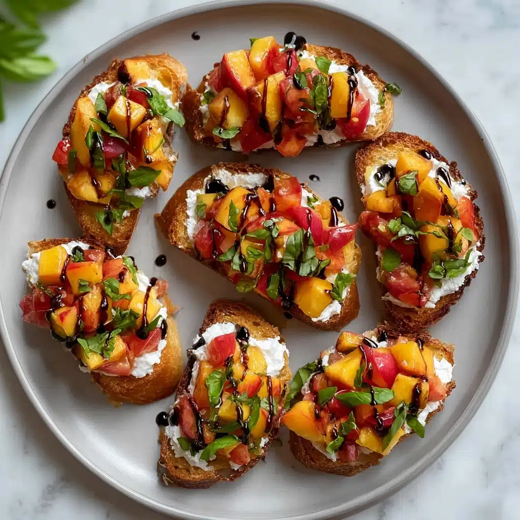 Quick Peach Bruschetta with Whipped Ricotta Recipe - Recipe Image