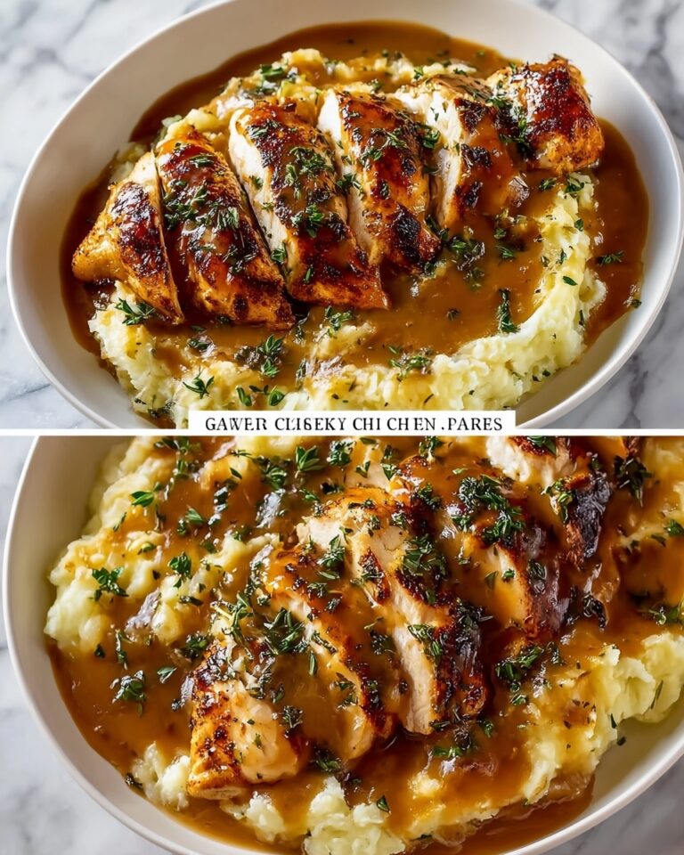 Chicken and Garlic Gravy with Cheesy Mashed Potatoes Recipe