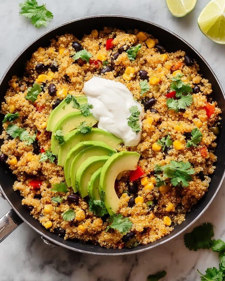 High Protein High Fiber Cheesy Quinoa & Black Bean Taco Skillet Delight Recipe