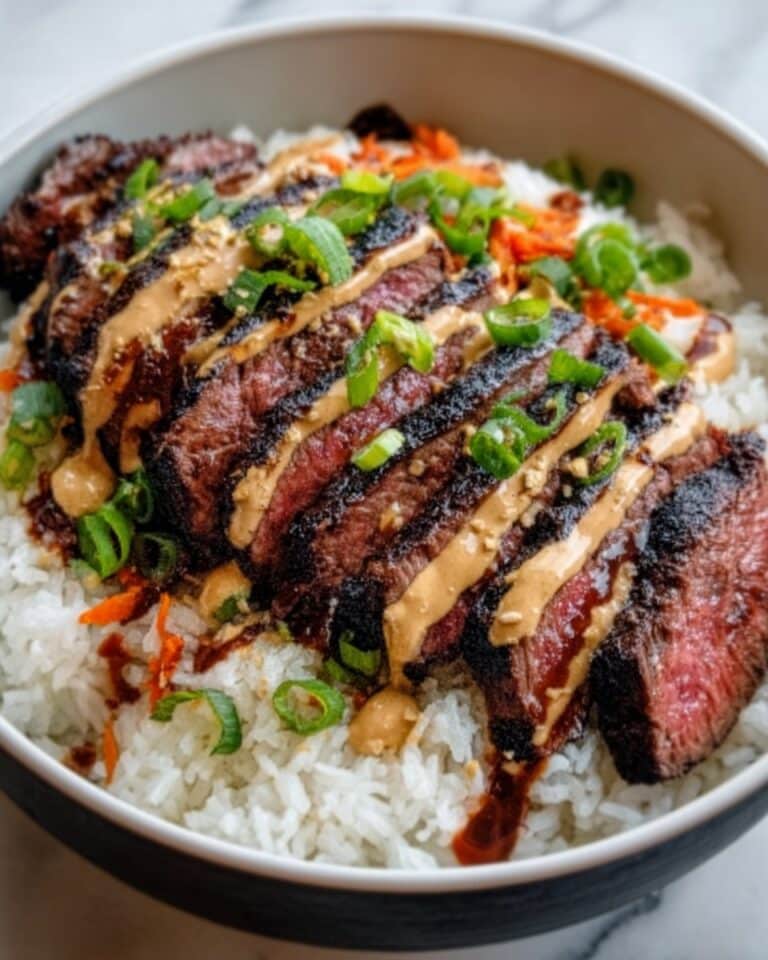 Korean BBQ Steak Rice Bowls with Spicy Cream Sauce Recipe