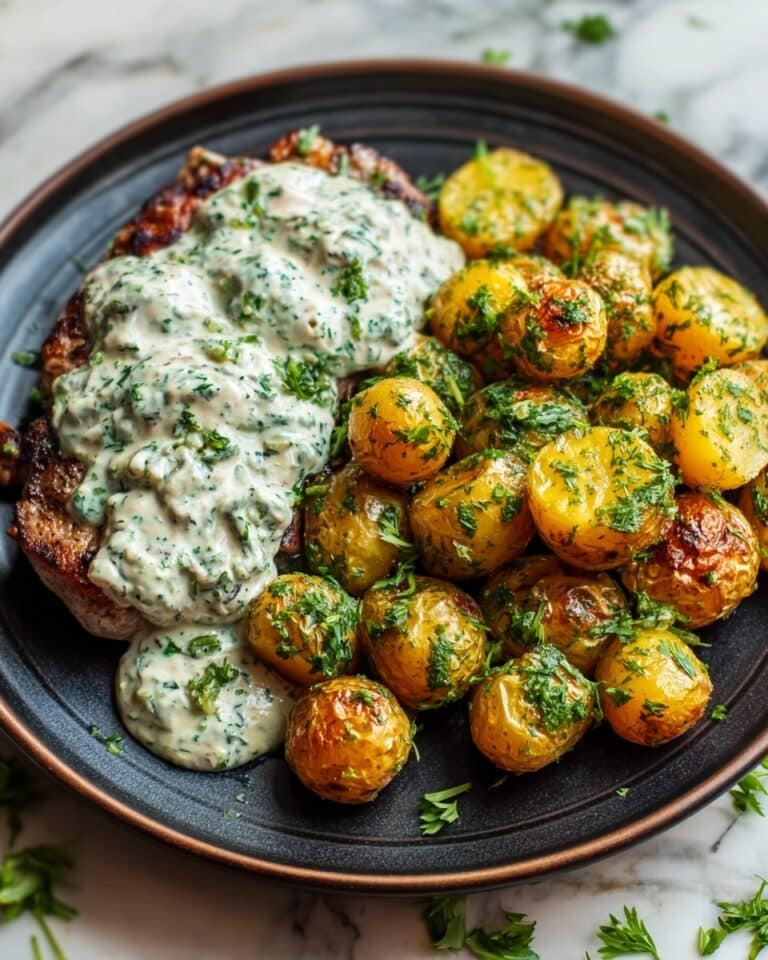 Spicy Yogurt Marinated Chicken with Dill Feta Cream & Crispy Baby Potatoes Recipe