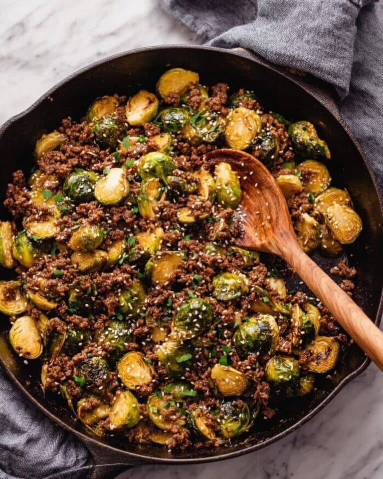 Ground Beef and Brussels Sprouts Stir-Fry with Sweet Chili and Lime Recipe