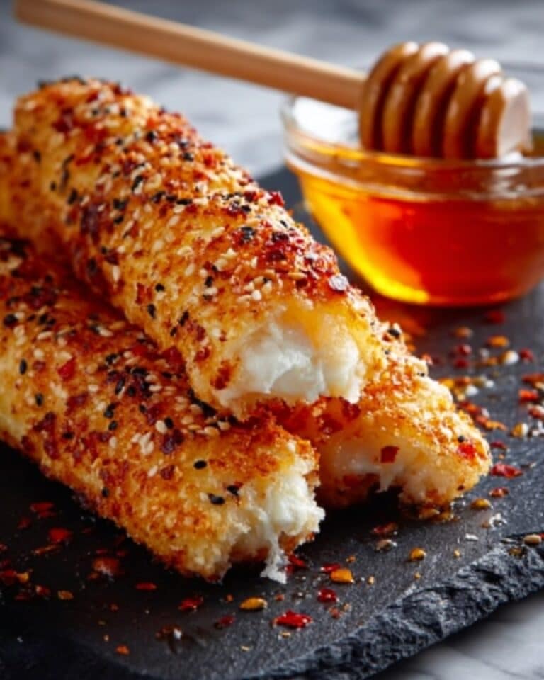 Crispy Oven Fried Feta Rolls with Spicy Chili Honey Recipe