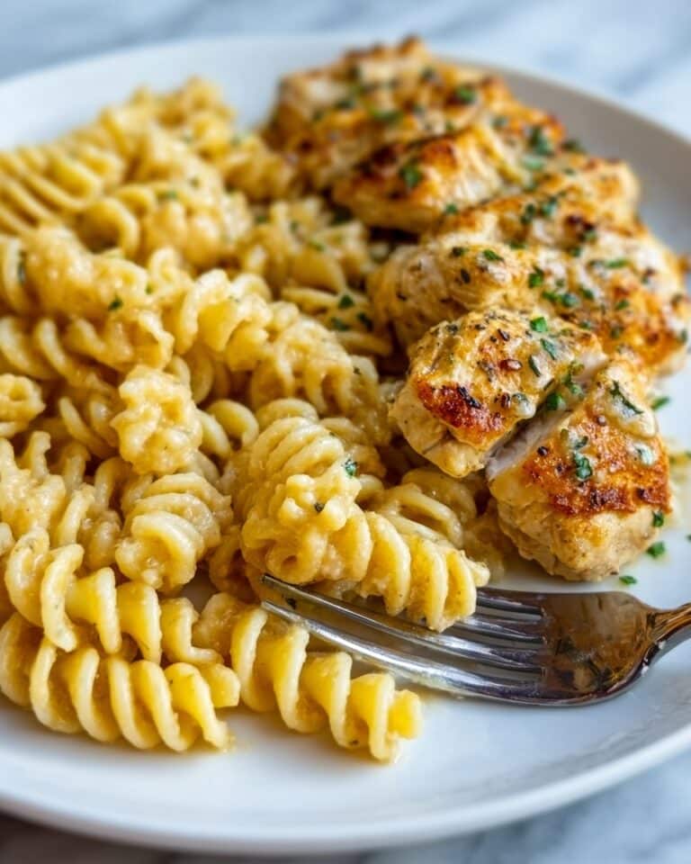 Creamy Garlic Parmesan Chicken with Cheesy Twisted Pasta Recipe